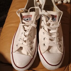 Converse White Canvas Sneakers with Red Trim